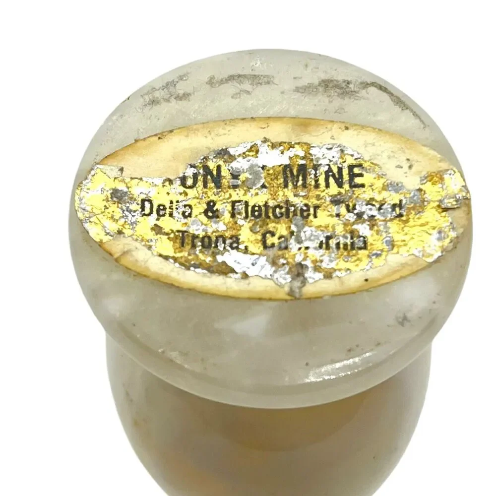 Onyx Mine Bud Vase Vintage Cream Tan Decorative Free Standing Retro Carved 5" - Picture 8 of 16